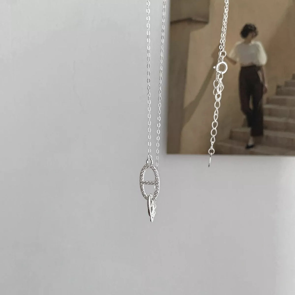 925 Sterling Silver Zircon Geometric Necklace