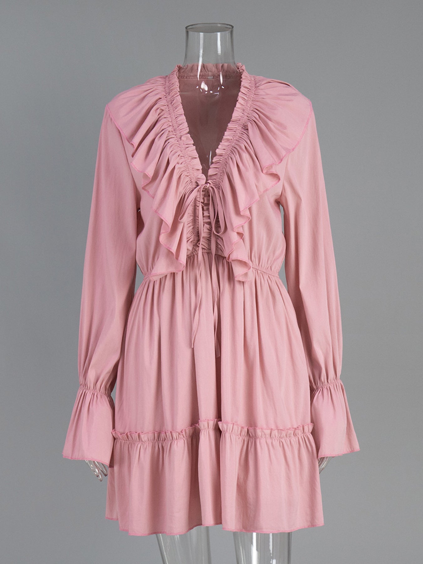 Ruffled Flounce Sleeve Mini Dress