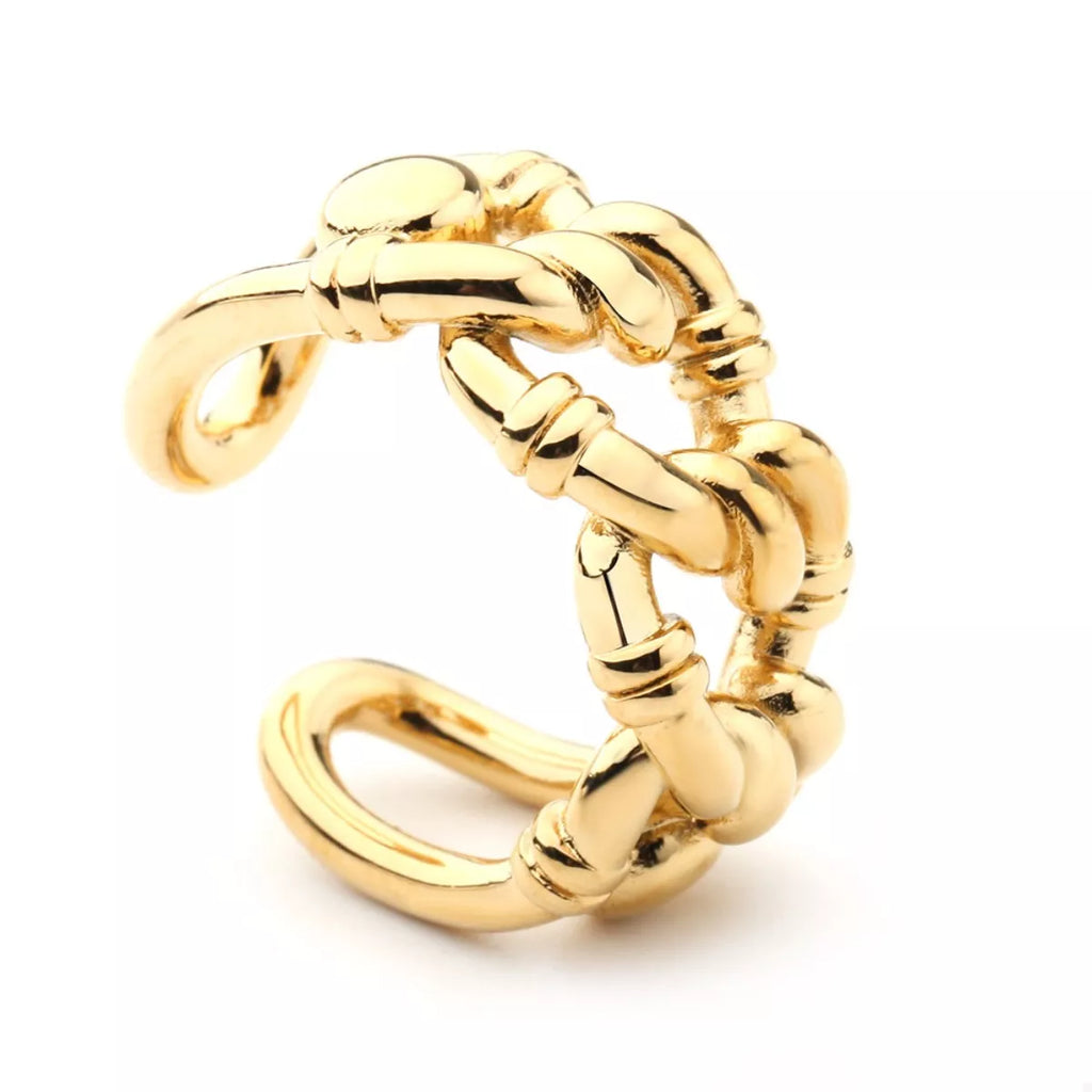 18K Gold-Plated Chain Link Open Ring