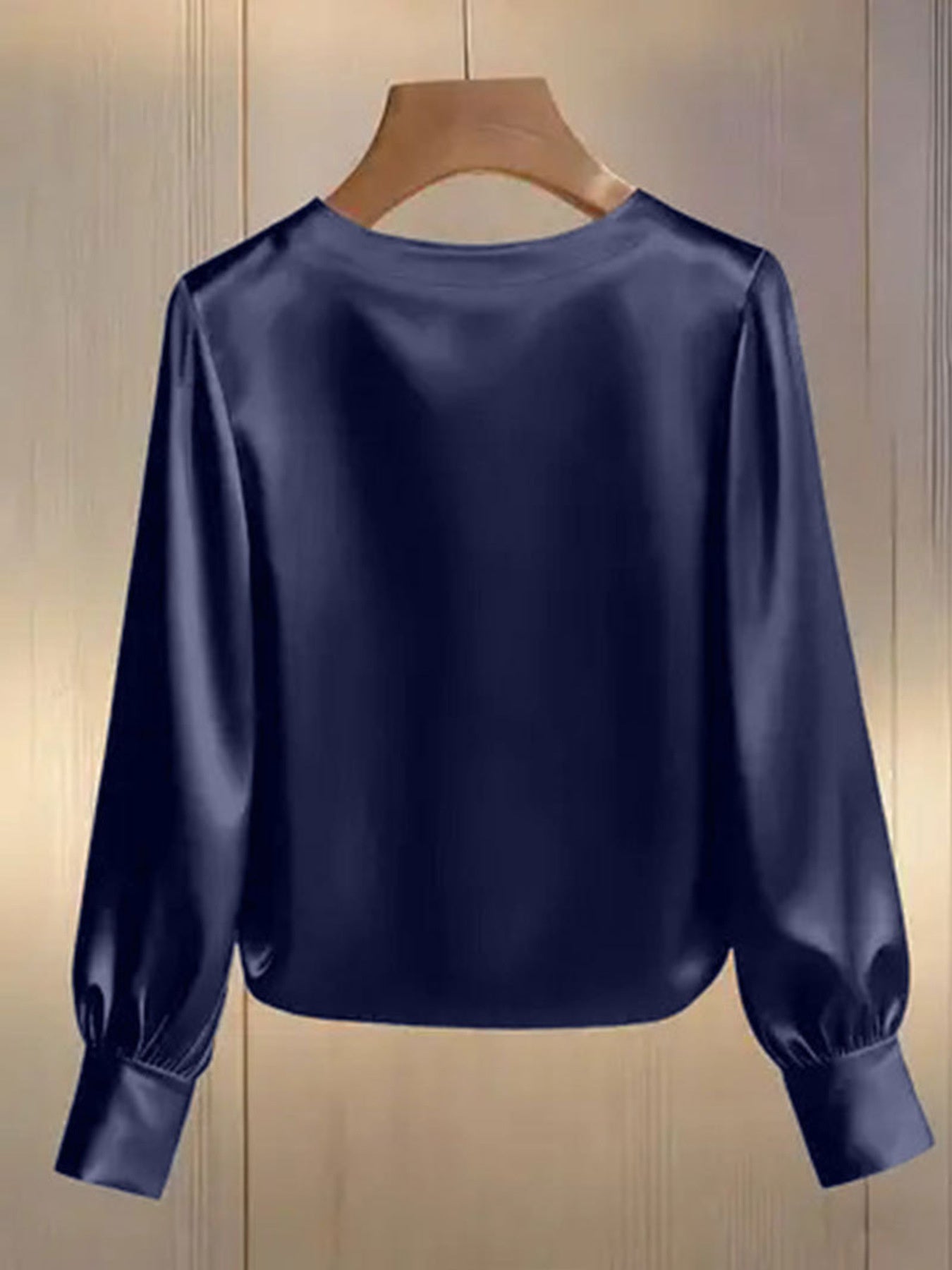 Pearl Trim Round Neck Silk Blouse