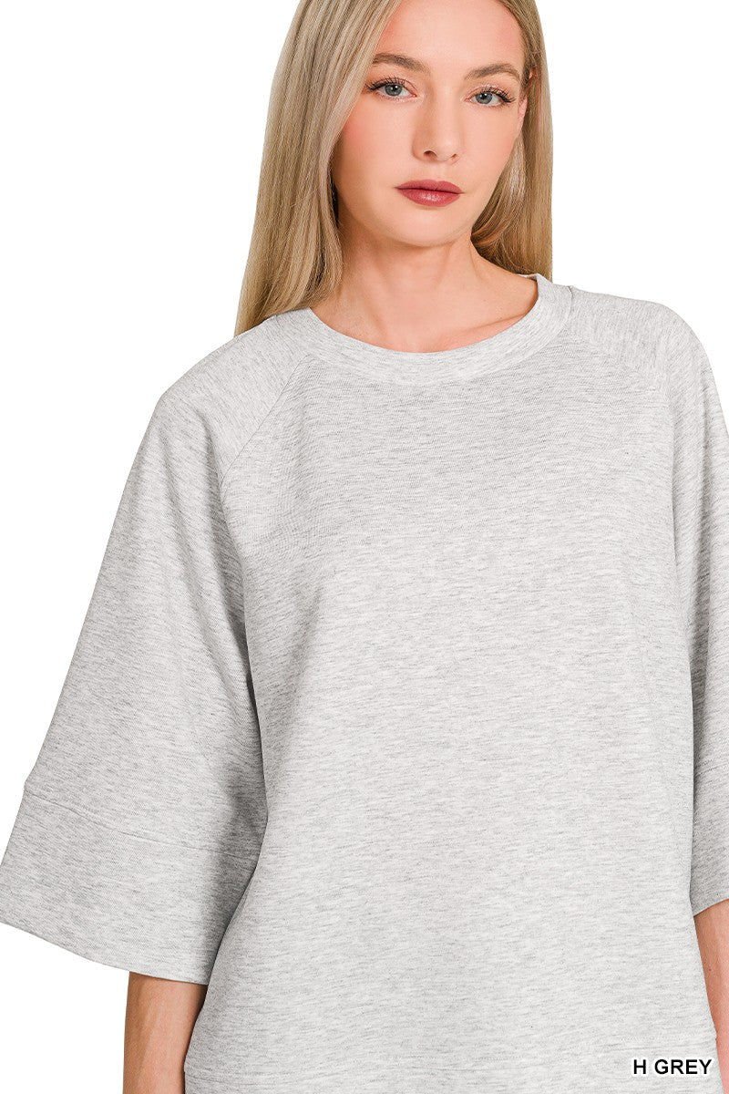 Zenana Scuba 3/4 Sleeve Pullover