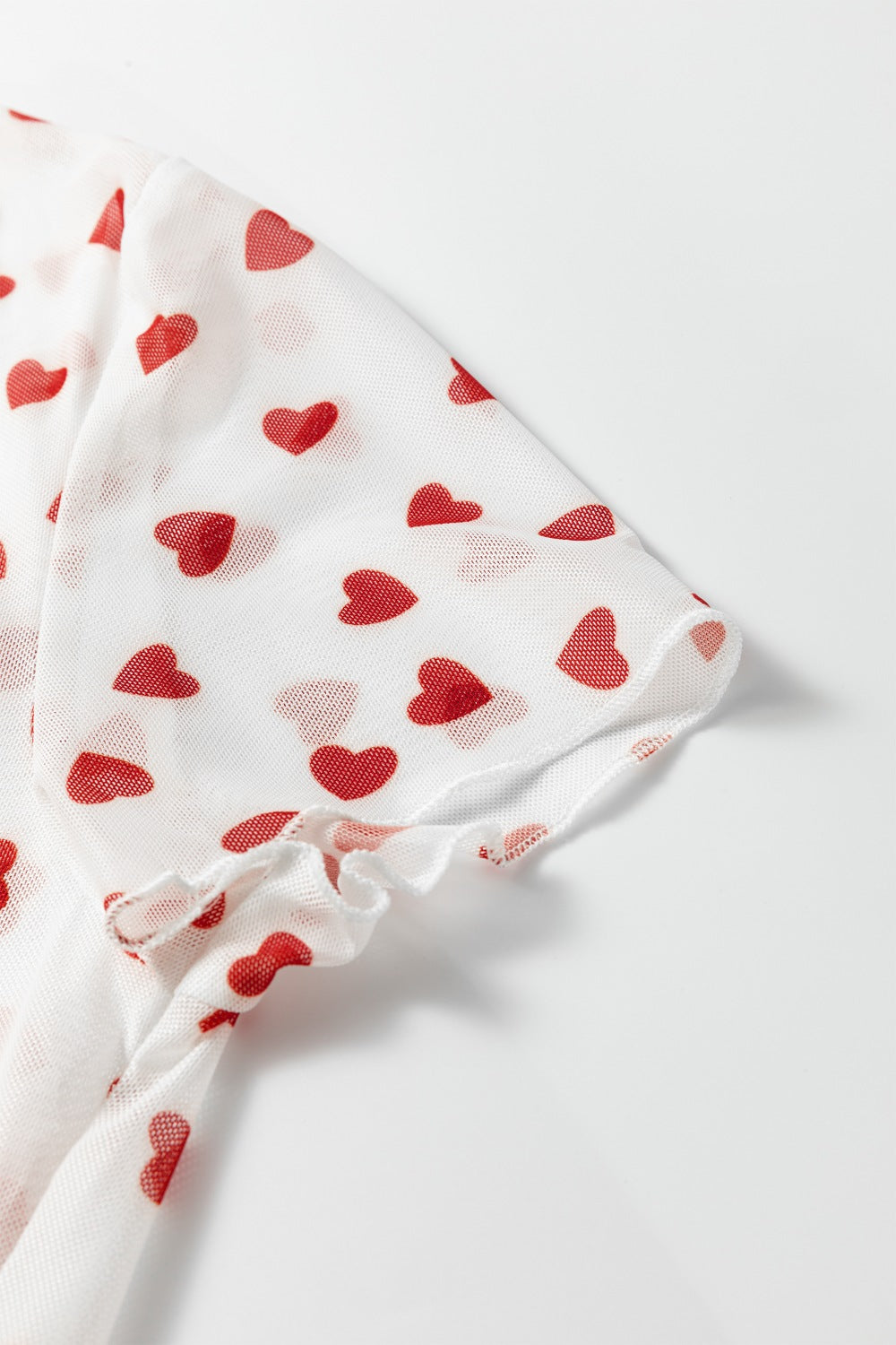 Sheer Heart Print Fitted Top