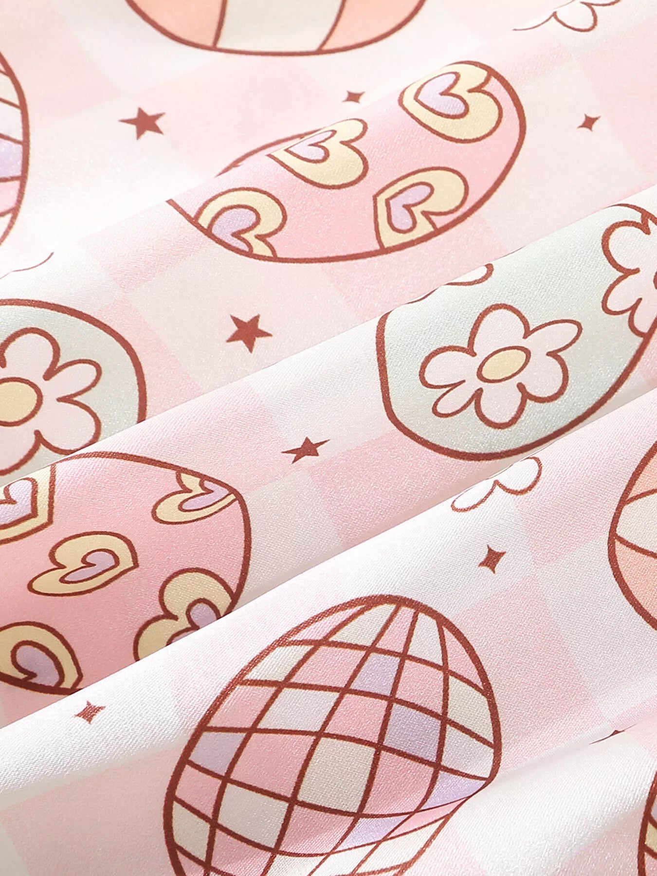 Children's Egg Print Pajama Set with Bow Accents