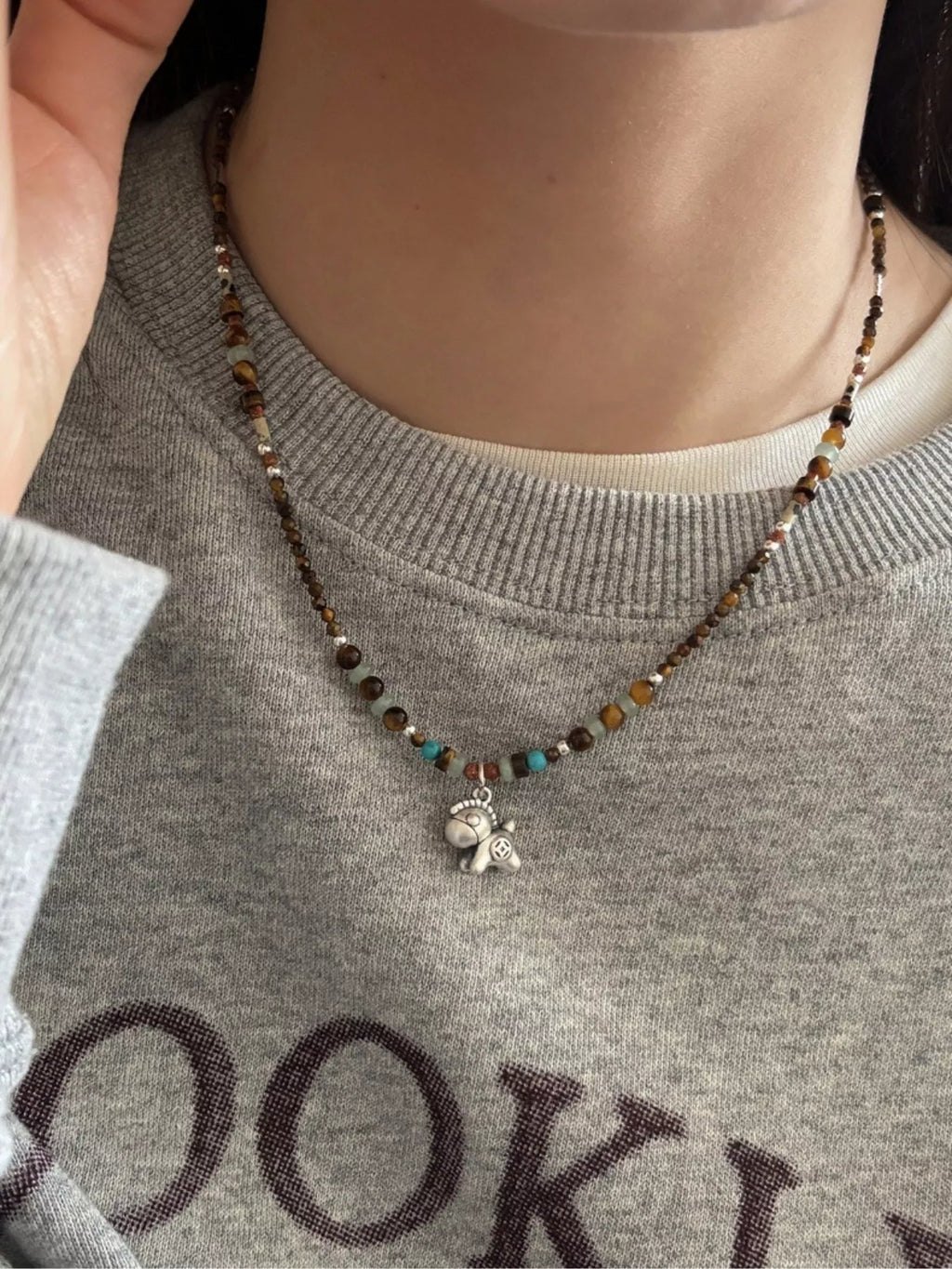 Beaded Horse Pendant Necklace