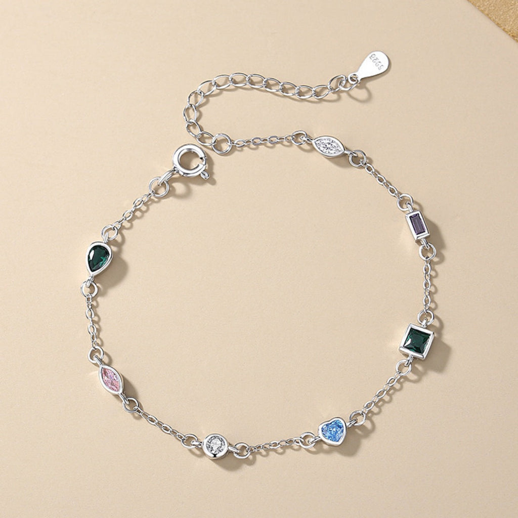 925 Sterling Silver Geometric Charm Bracelet