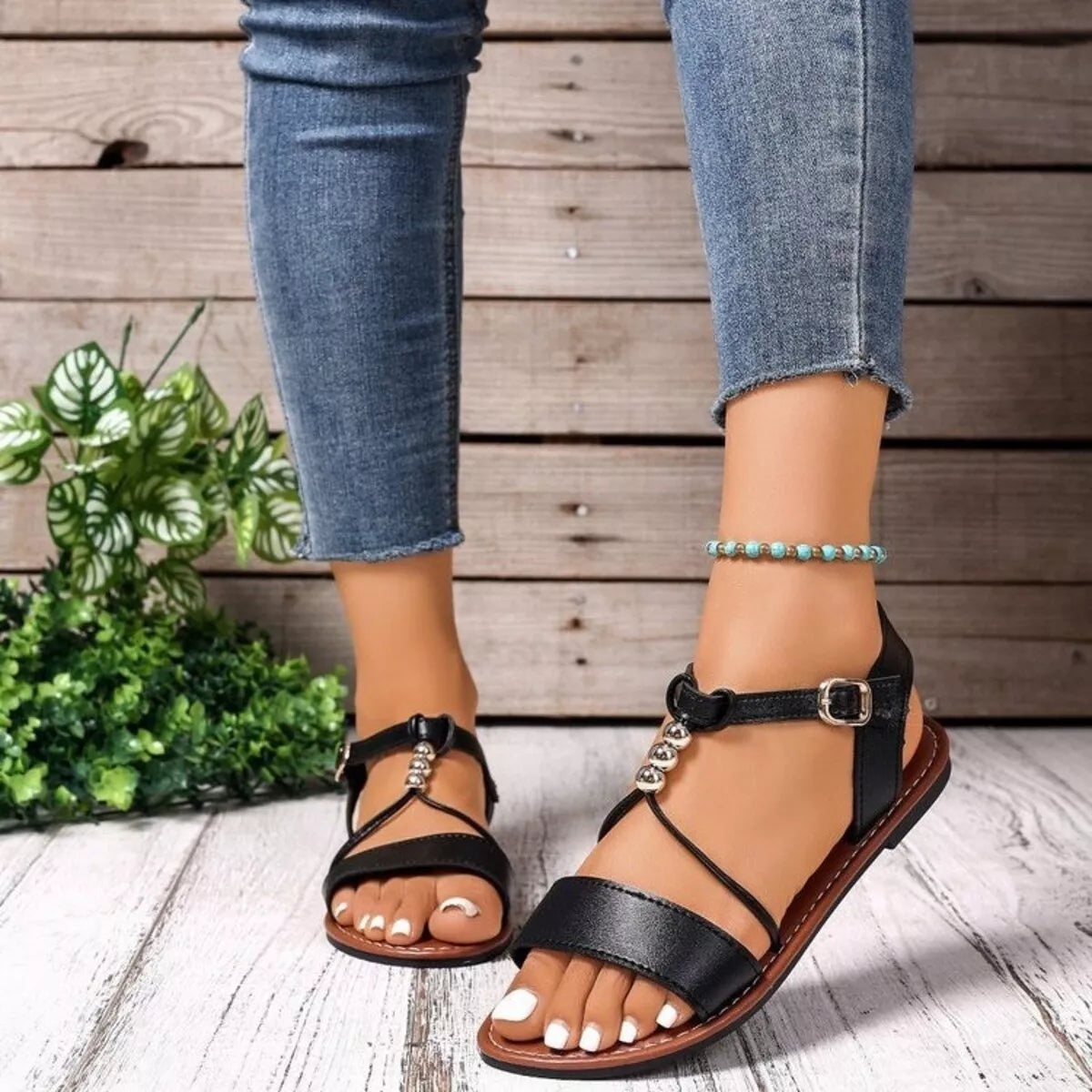 Open Toe Flats Sandals