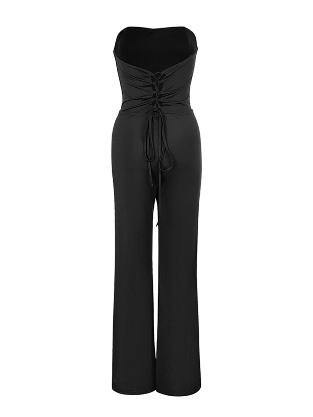 Strapless Lace-Up Back Jumpsuit