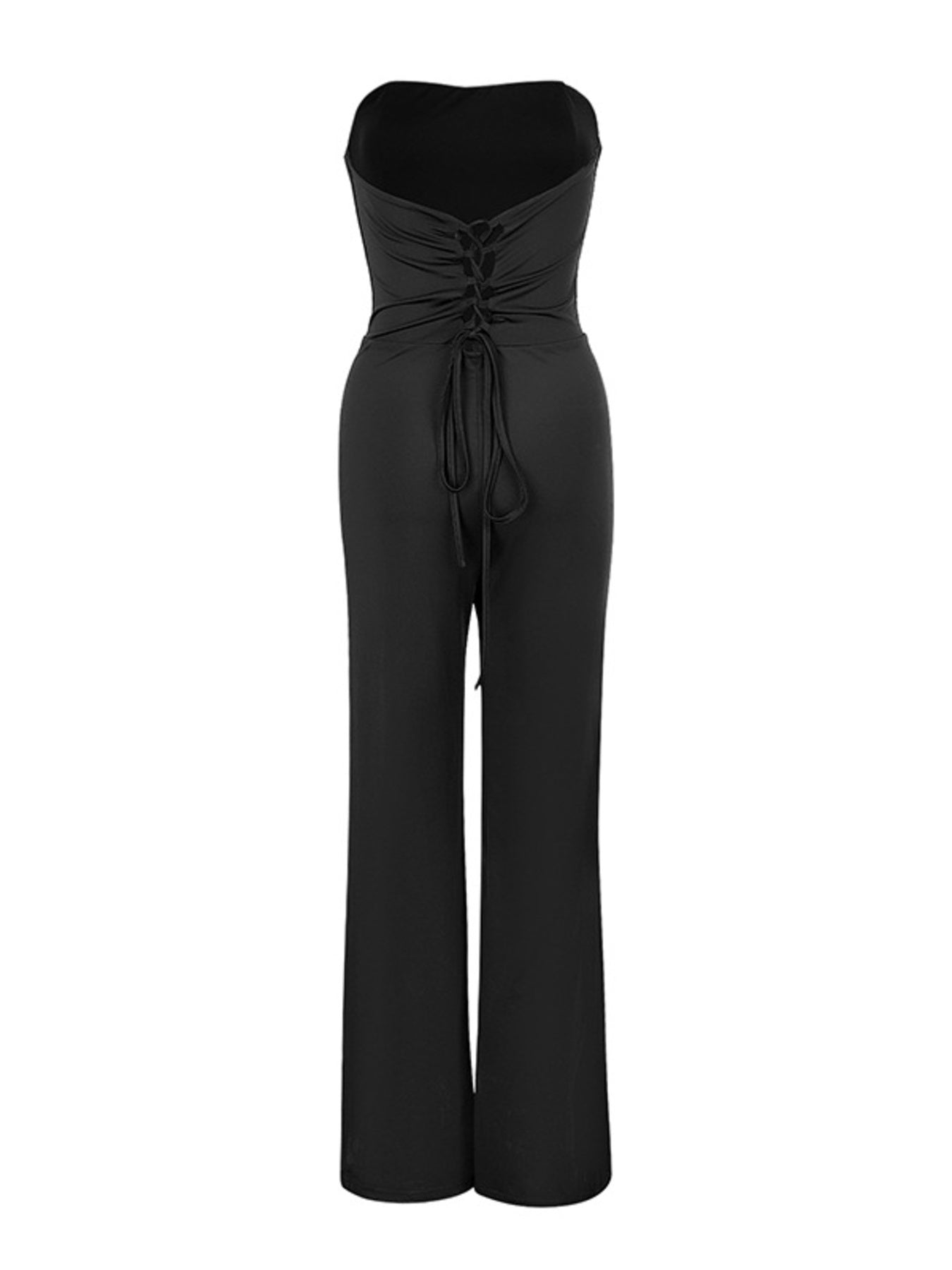Strapless Lace-Up Back Jumpsuit