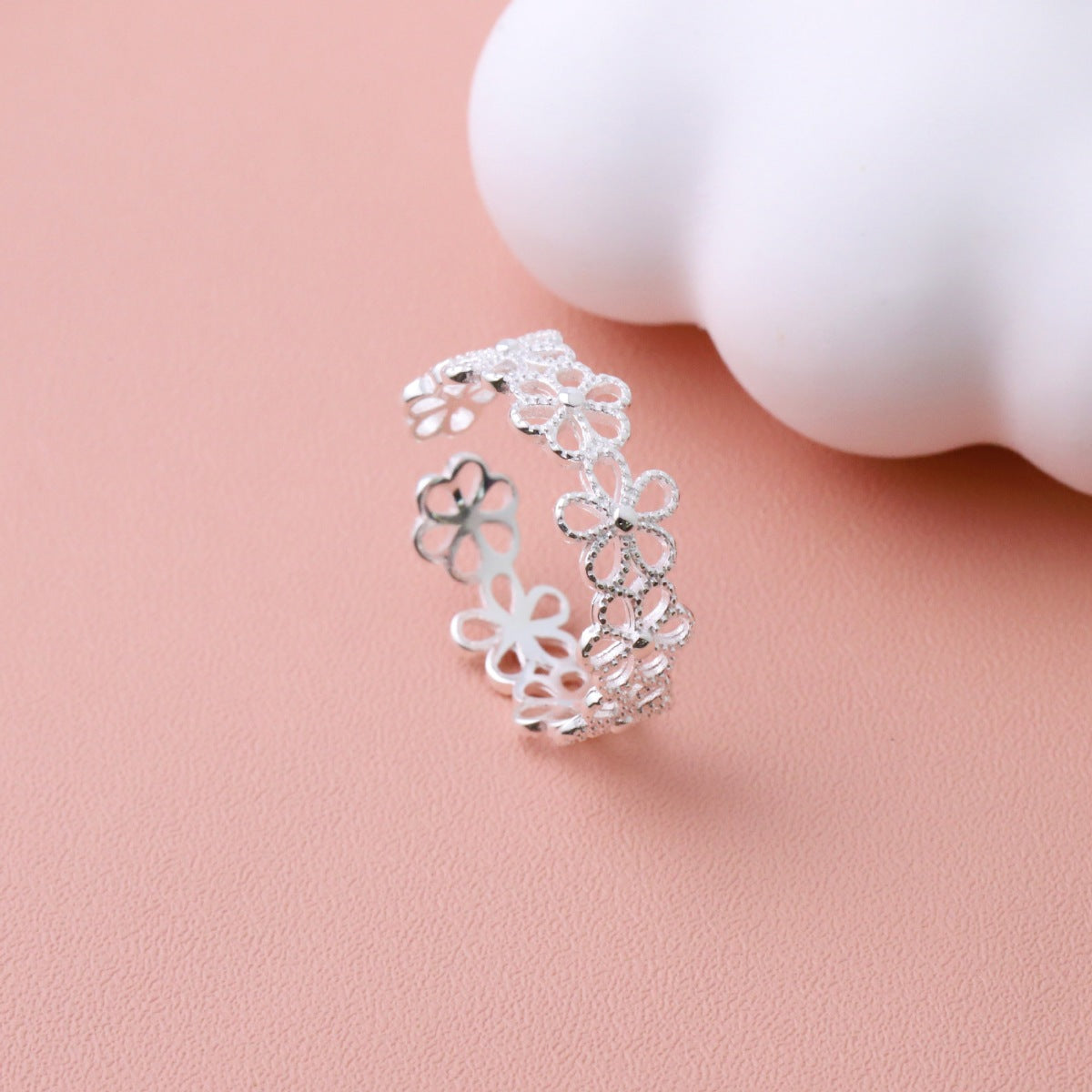 Floral Adjustable Open Ring