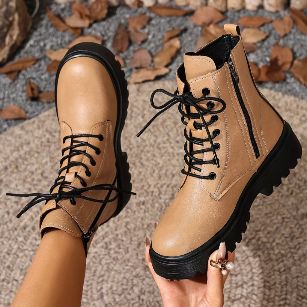Lace-Up Ankle Combat Boots