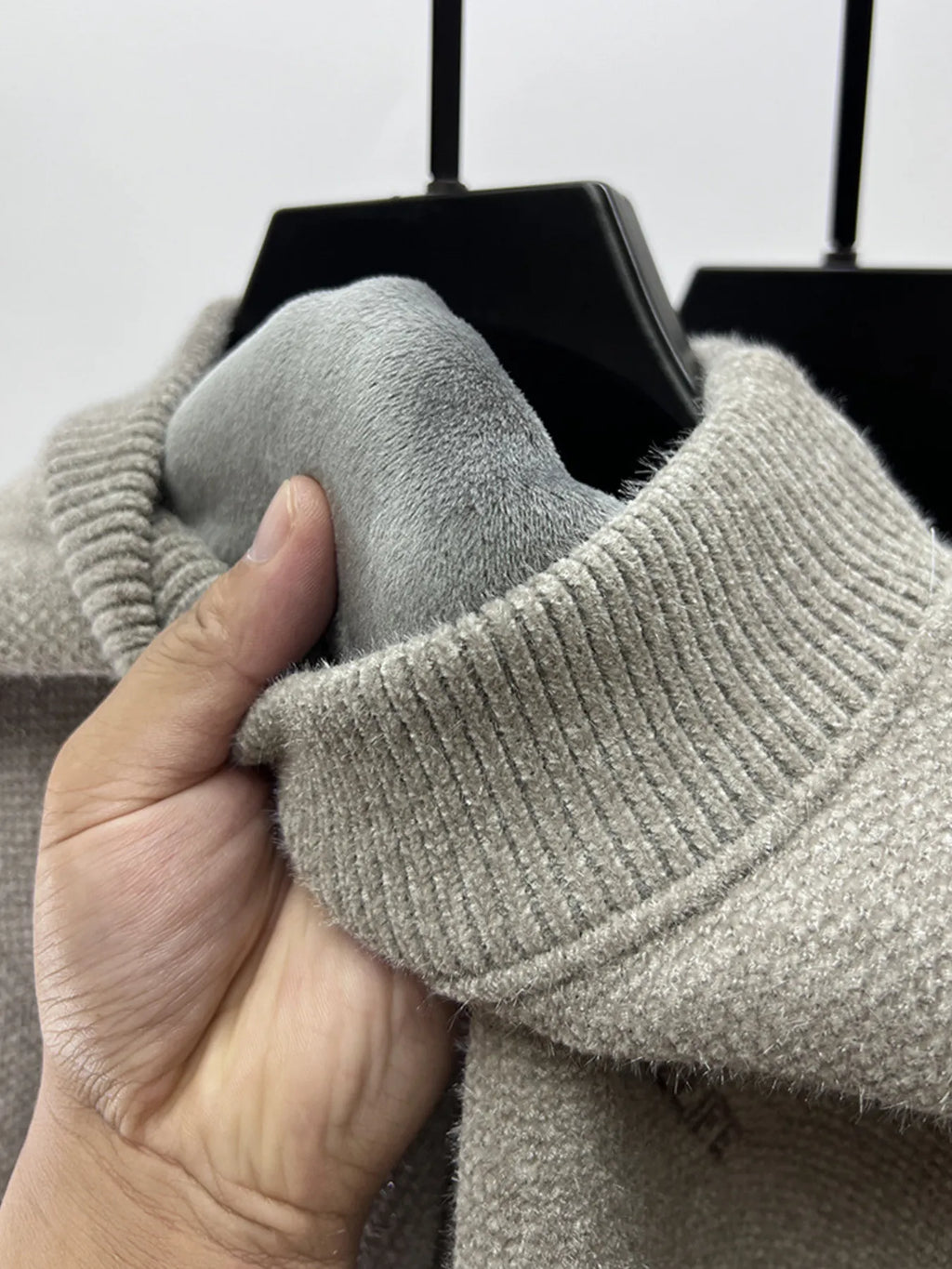 Men's Plus Size Ribbed Hem Long Sleeve Sweater