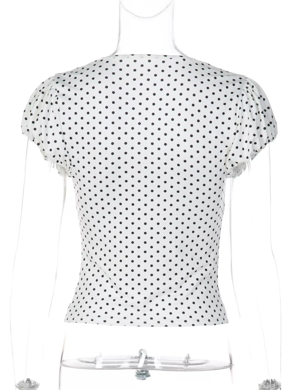 Polka Dot Ruched V-Neck Top