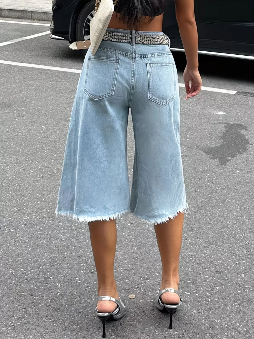 Raw Hem Distressed Denim Shorts
