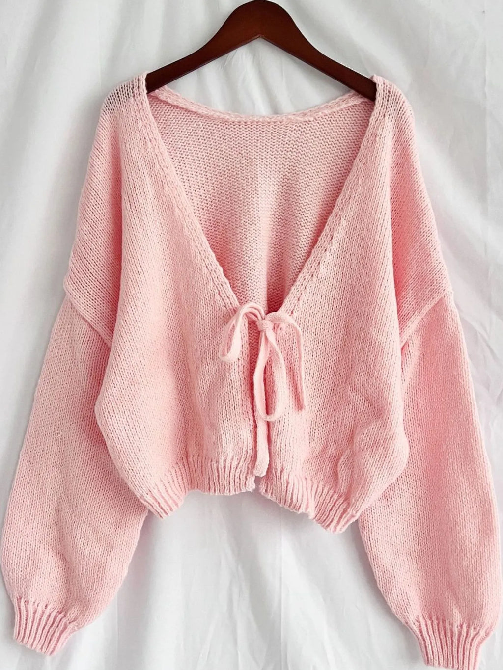 Tied Drop Shoulder Cardigan