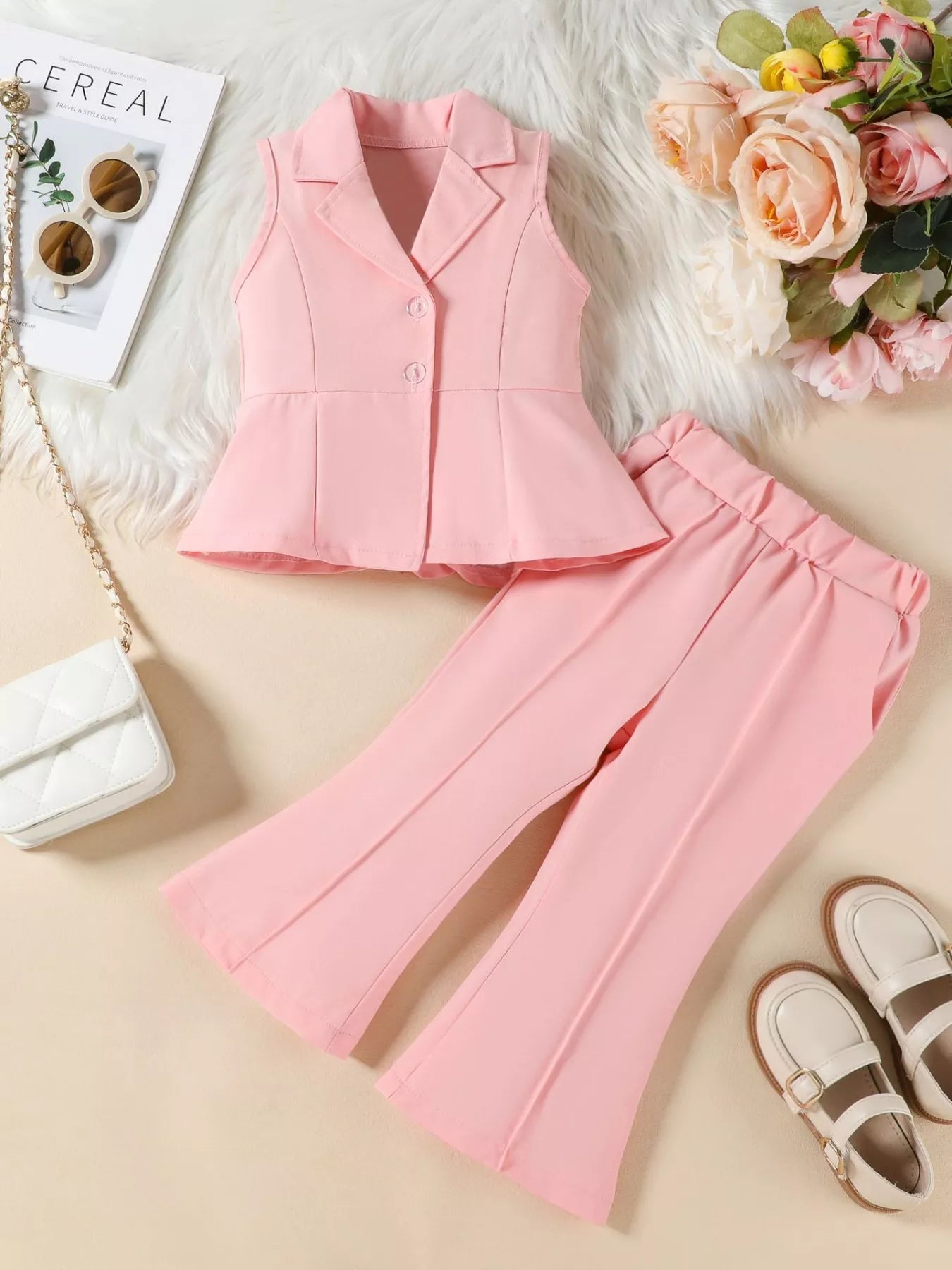 Sleeveless Blazer & Flare Pants Set
