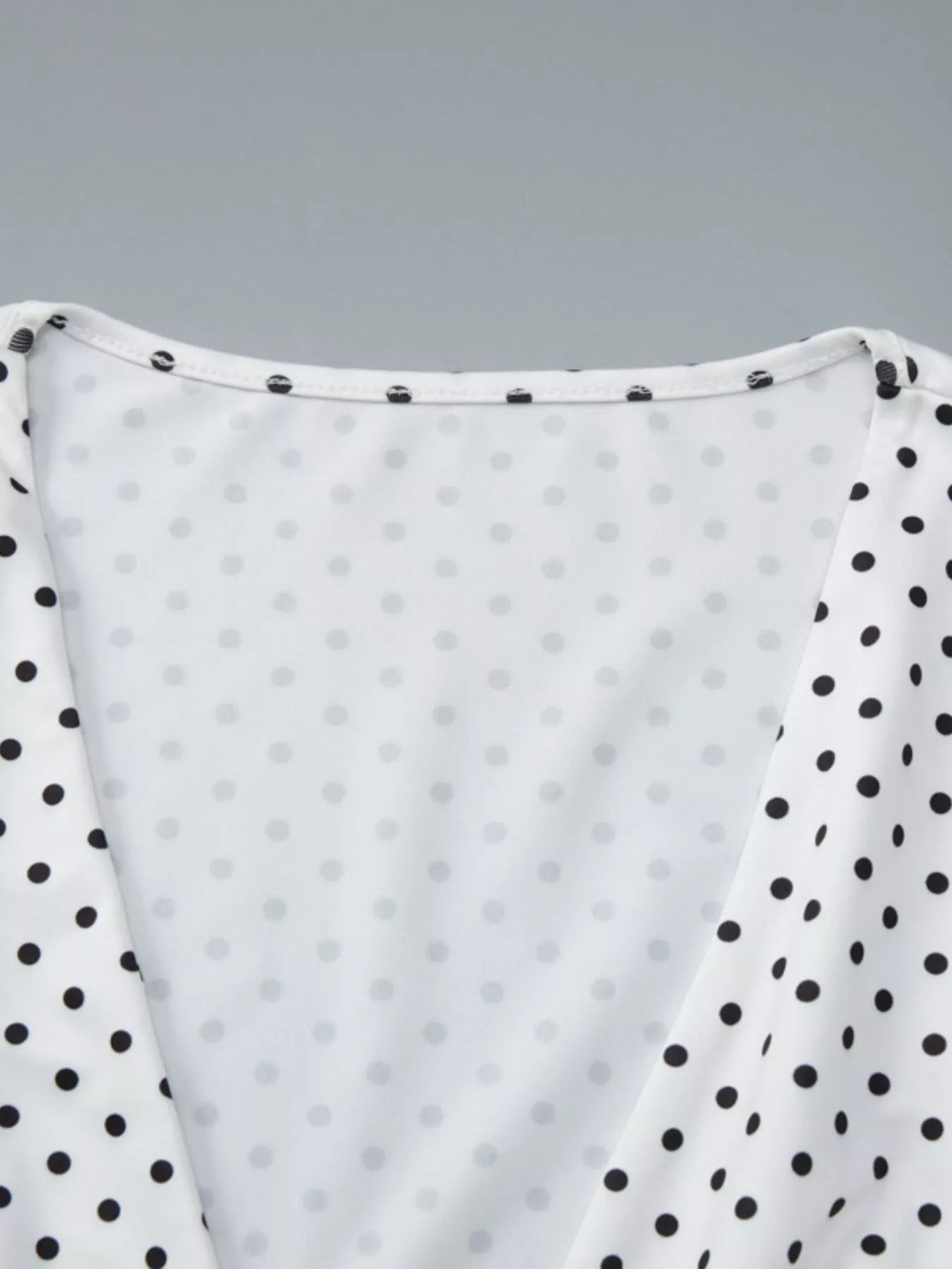 Polka Dot Ruched V-Neck Top