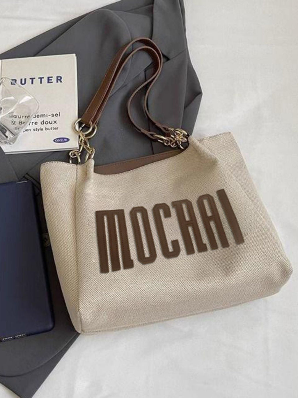 Letter Canvas Shoulder Bag
