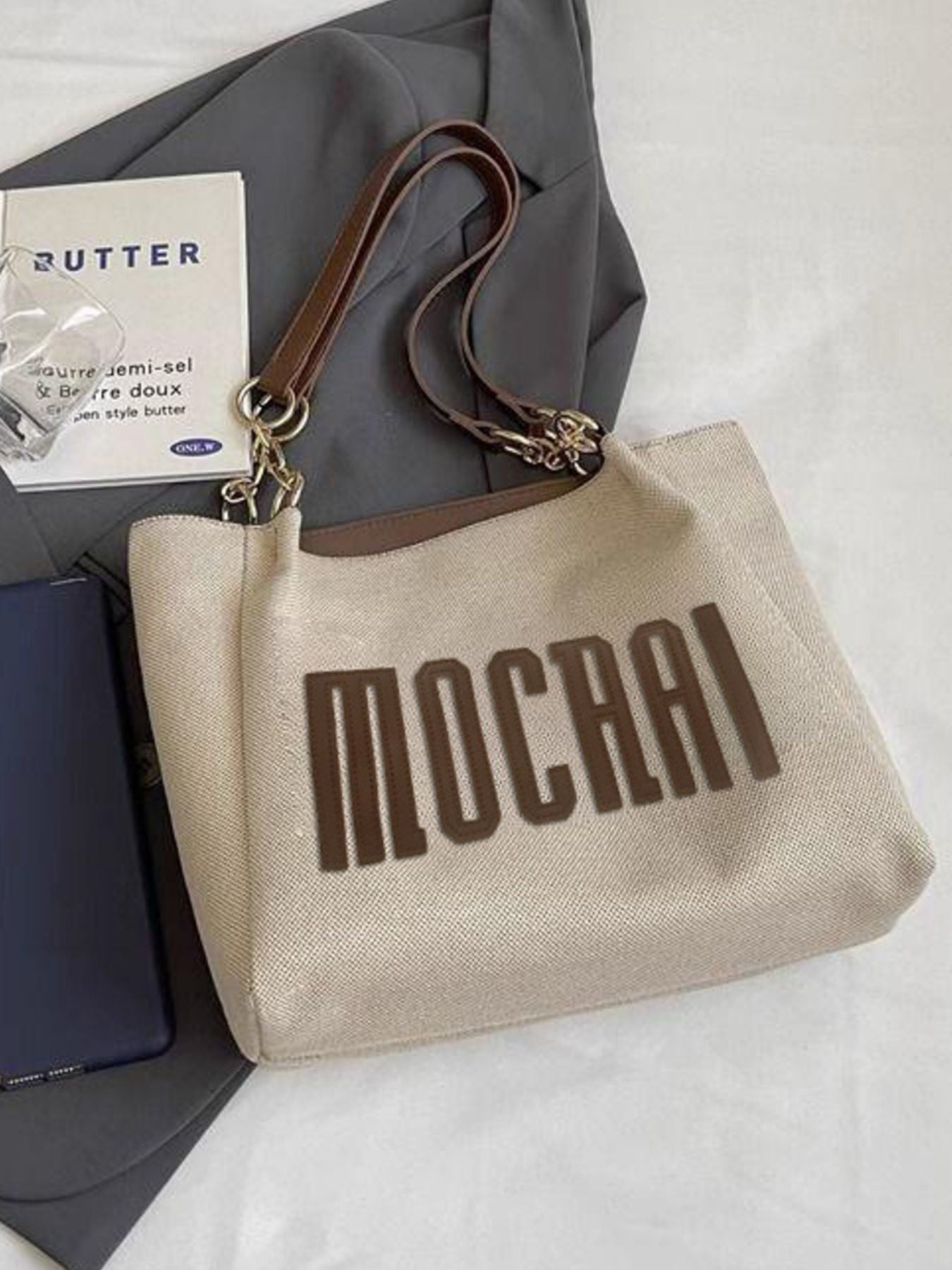 Letter Canvas Shoulder Bag