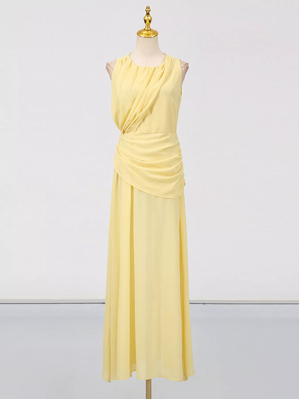 Sleeveless Ruched High-Slit Maxi Dress