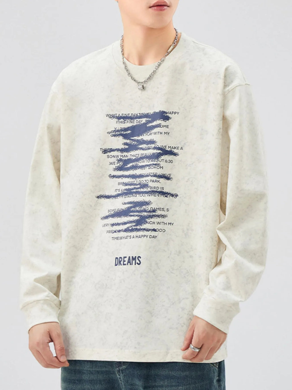 Men's Plus Size Graphic Round Neck Long Sleeve T-Shirt