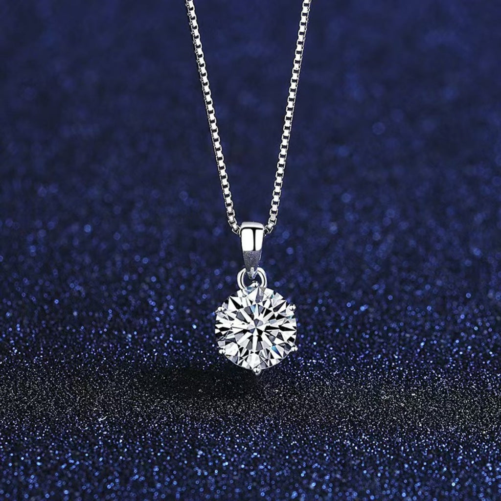 1 Carat Moissanite 925 Sterling Silver Pendant Necklace