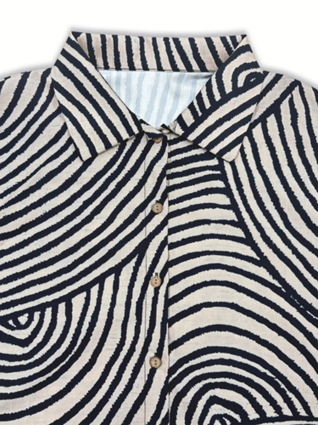 Plus Size Abstract Zebra Print Button-Down Shirt