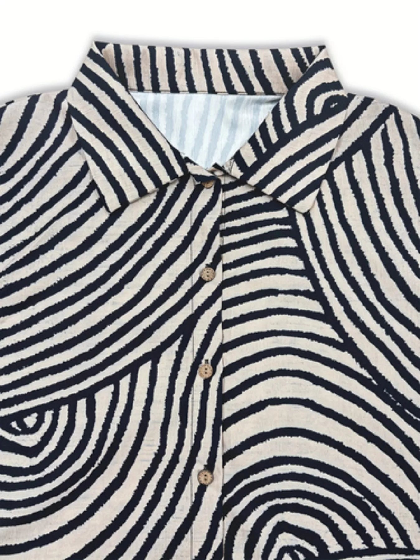 Plus Size Abstract Zebra Print Button-Down Shirt
