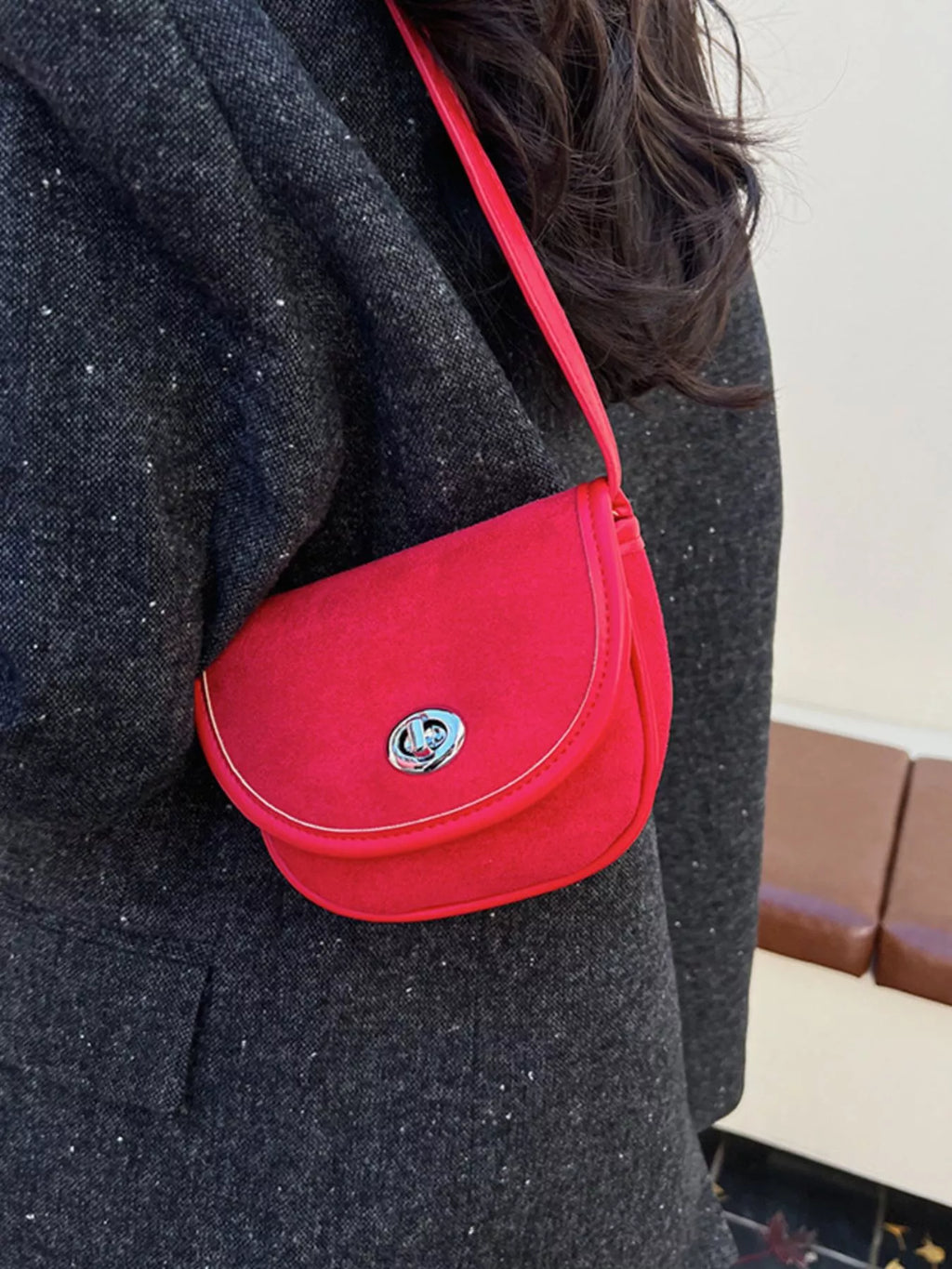 Suede Flap Crossbody Bag