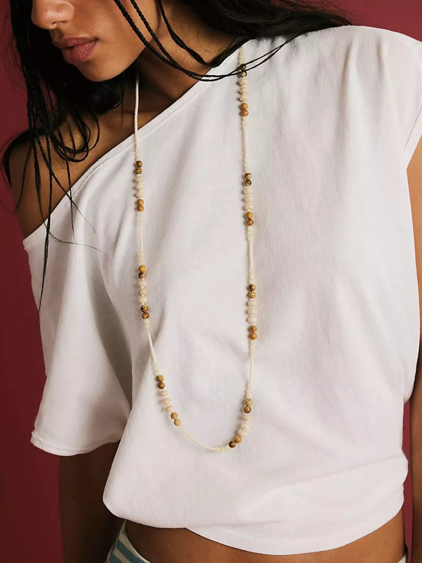 One Shoulder Solid Color T-Shirt