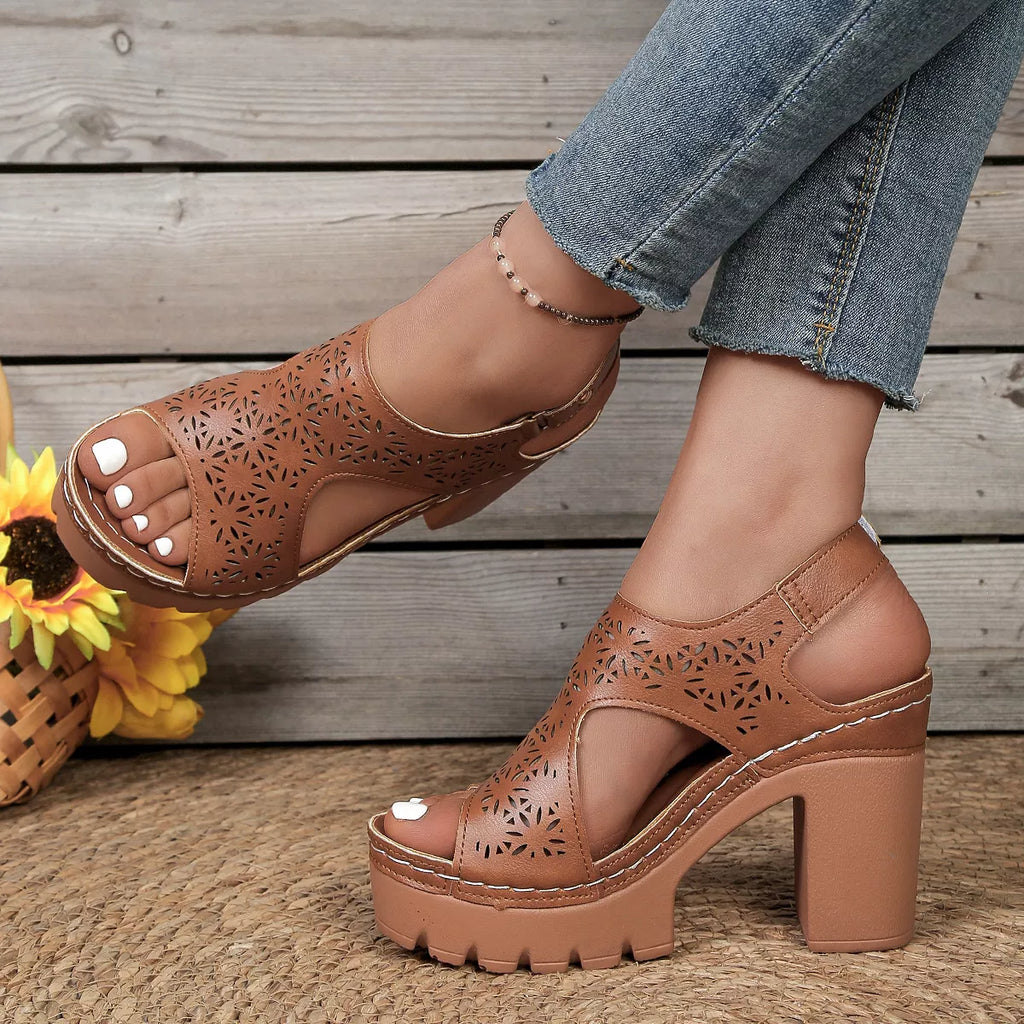 Open Toe Block Heels Sandals