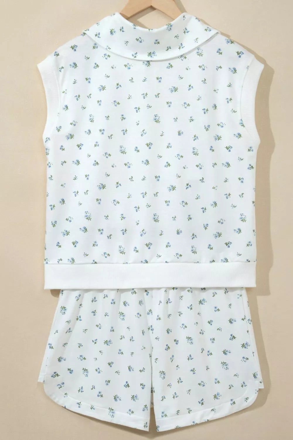 Floral Print Half Zip Top Matching Short Set