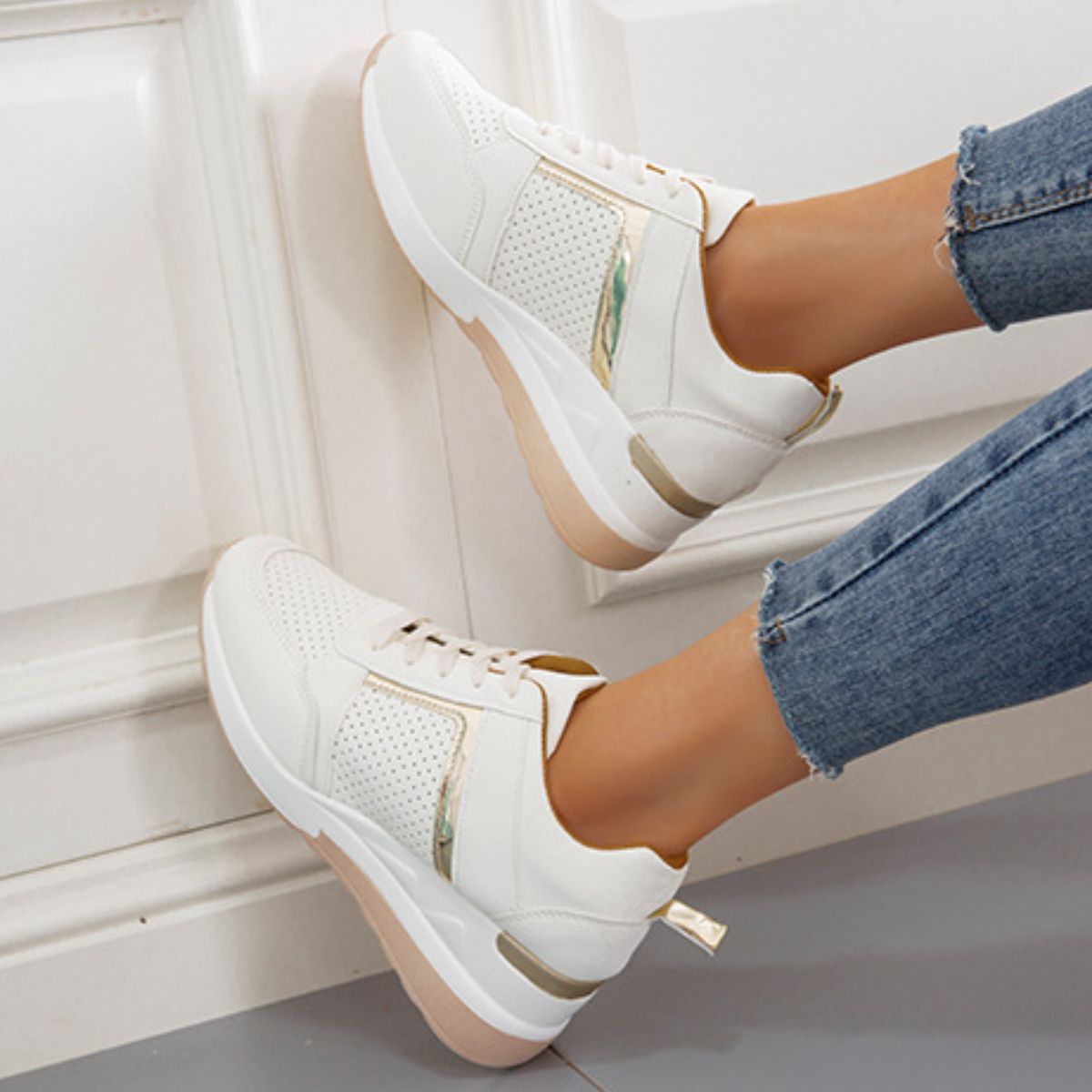 Lace Up Wedge Sneakers