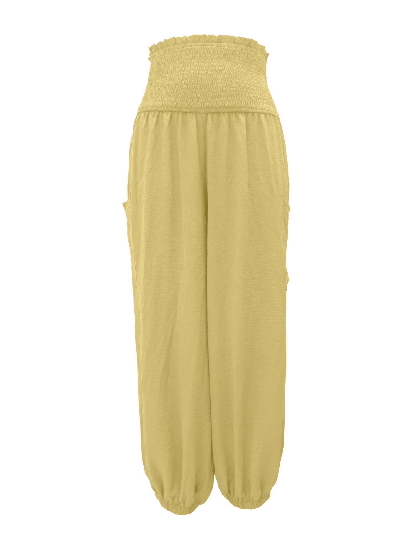 Full Size Smocked Waist Harem Pants with Pockets Plus Size