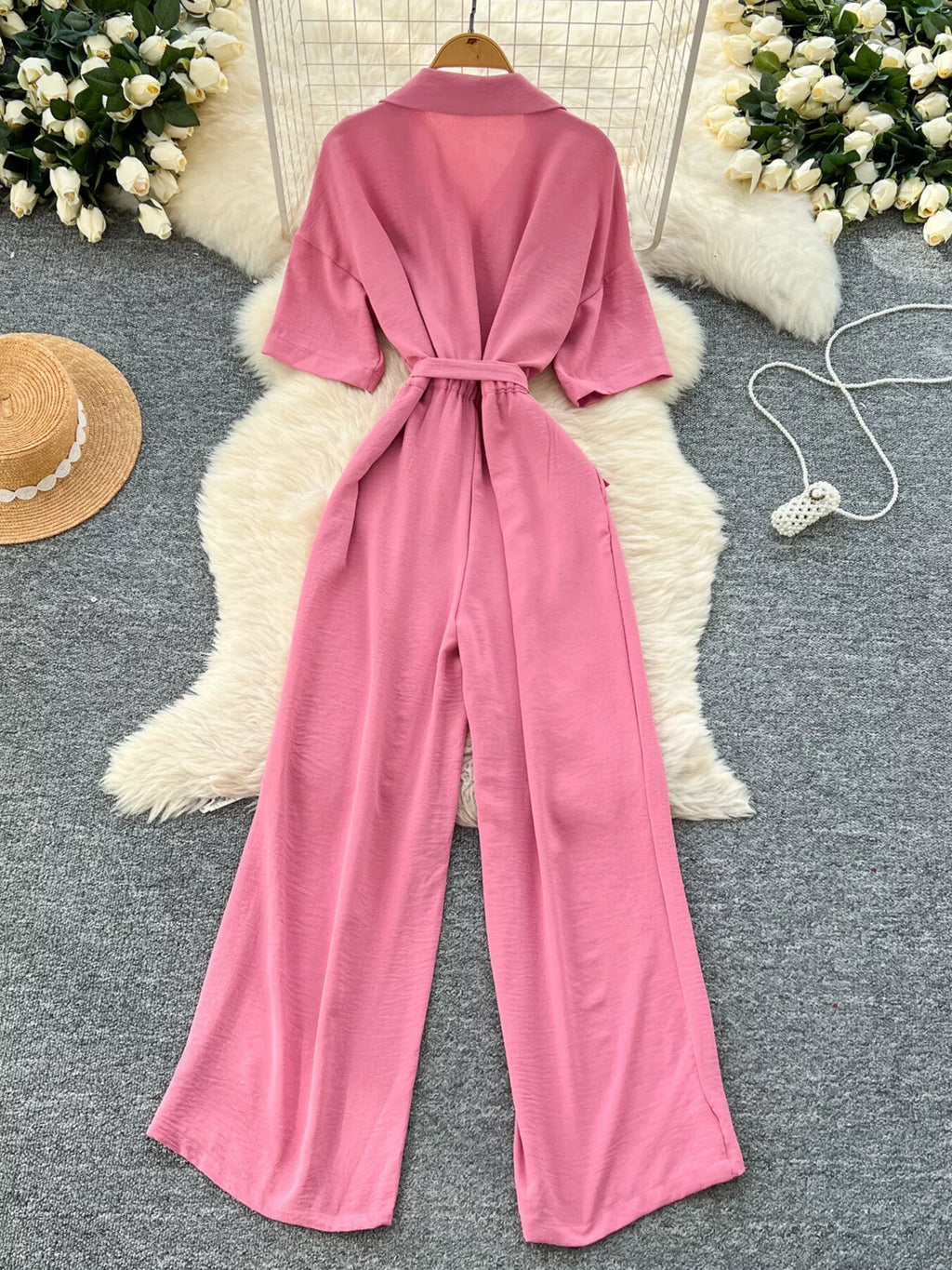 Tie Waist Wide Leg Jumpsuit