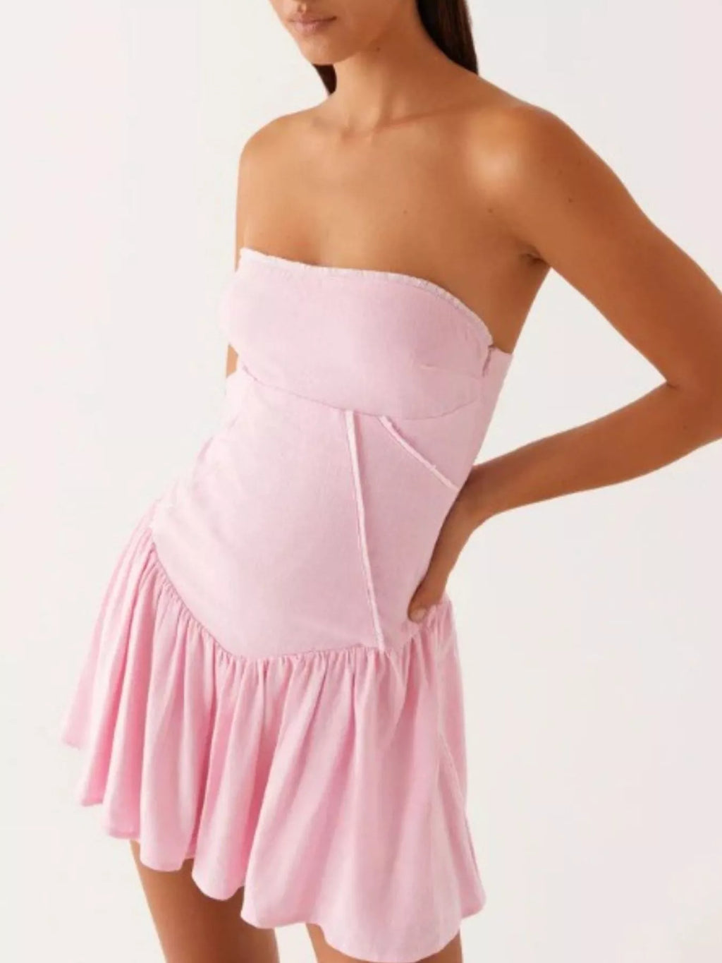 Lace Up Back Tube Dress