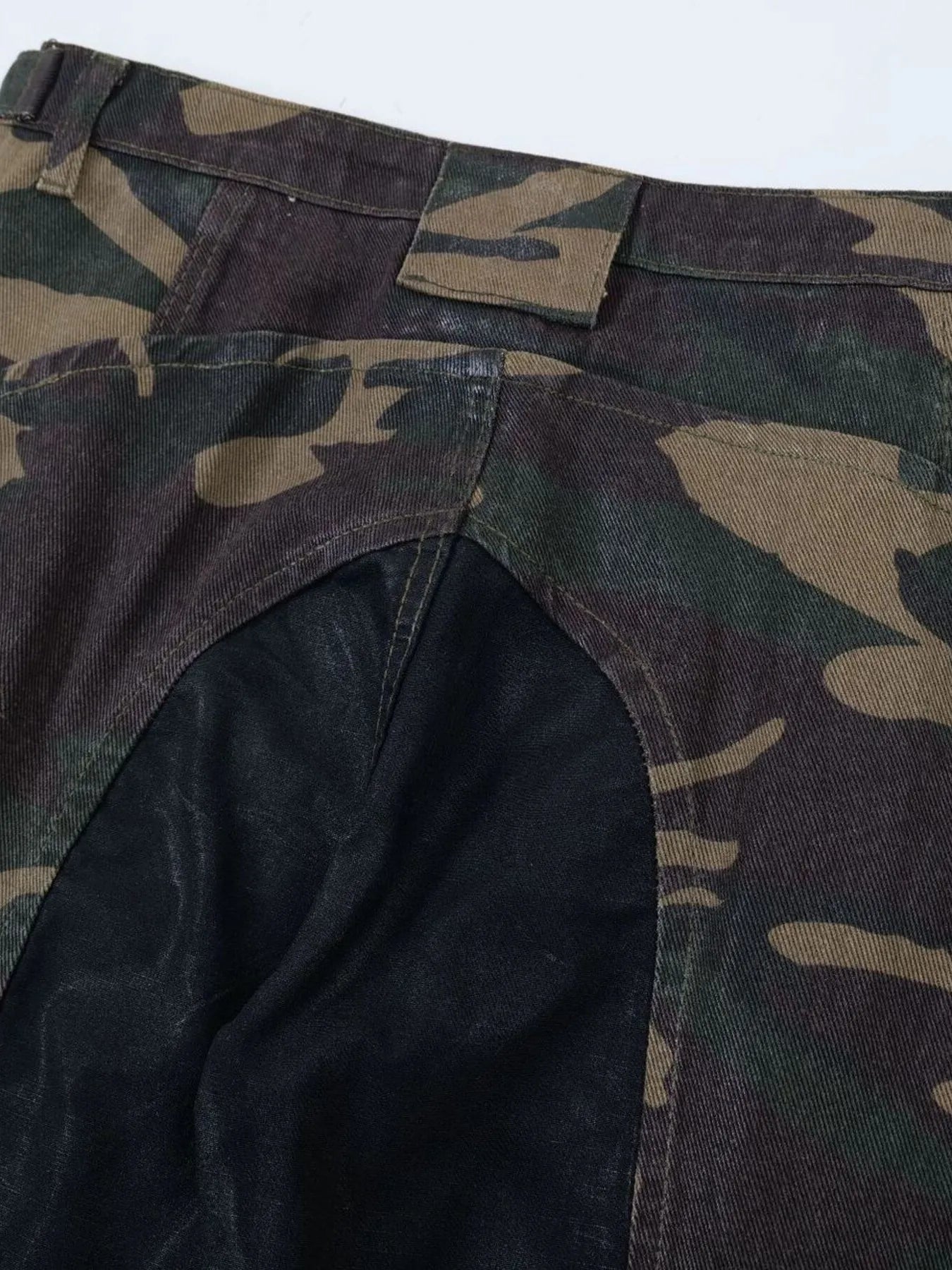 Men's Camouflage Bootcut Jeans with Seam Detail