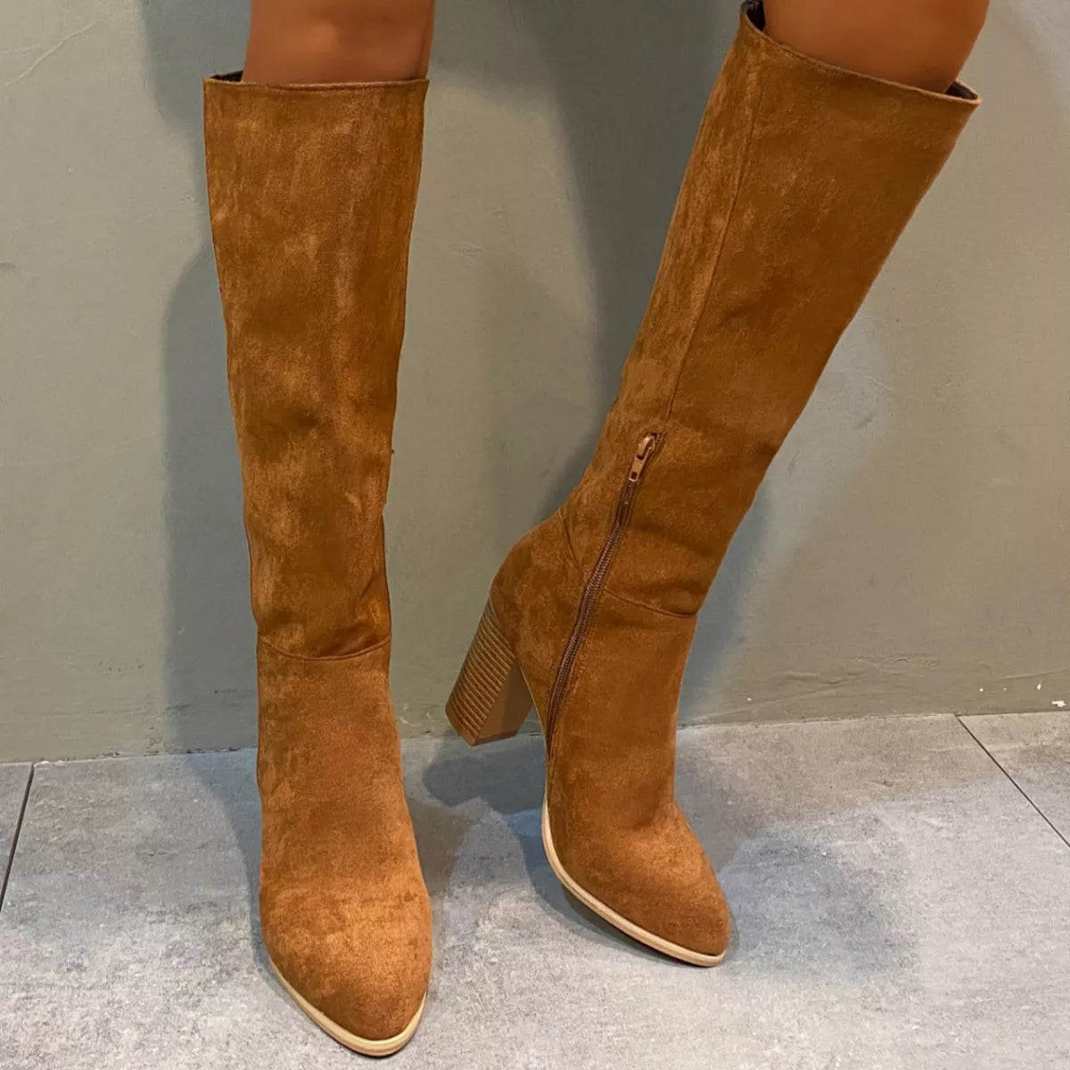 Point Toe Block Heels Boots
