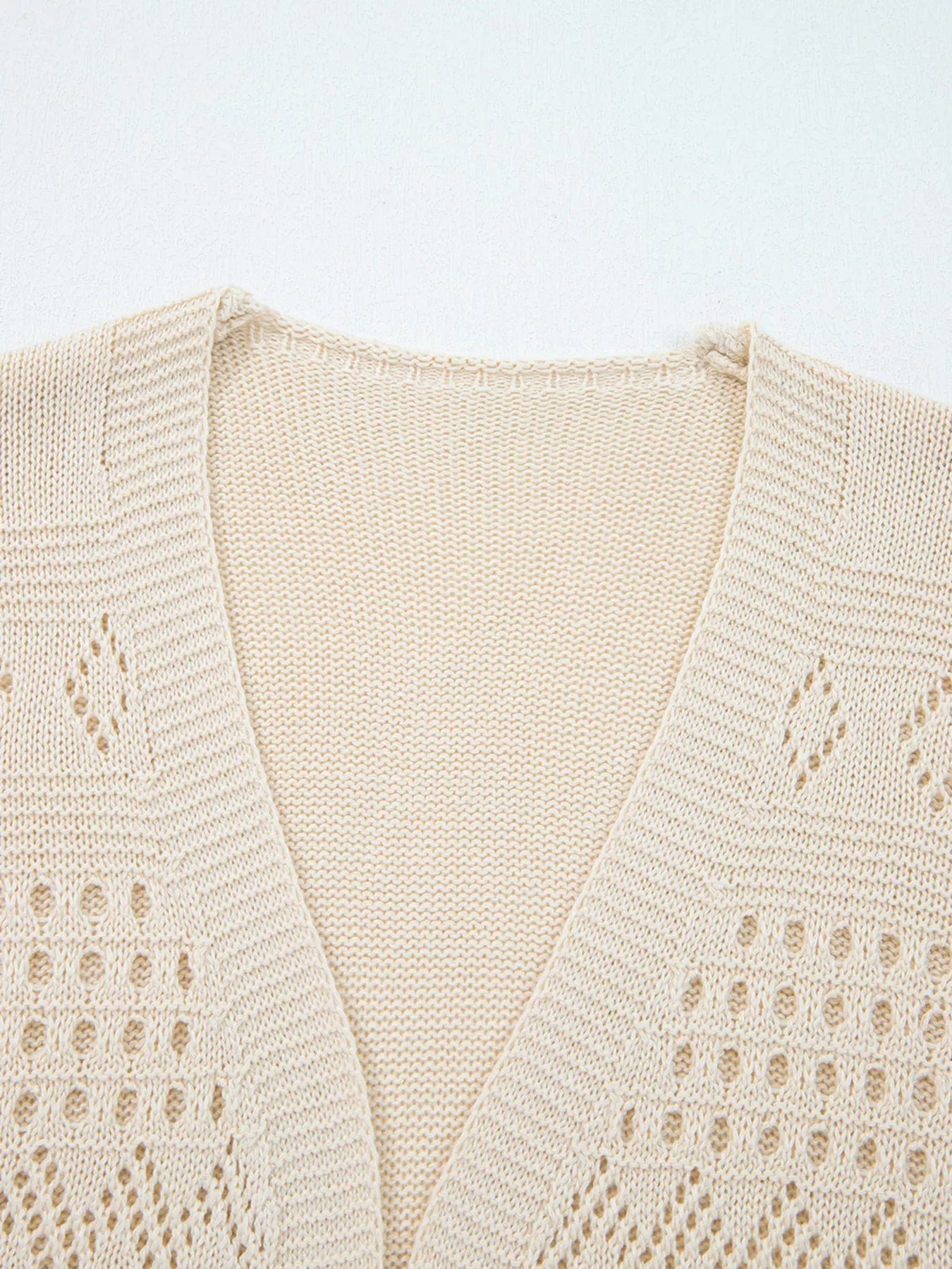 Hollowed Knit Open Front Cardigan