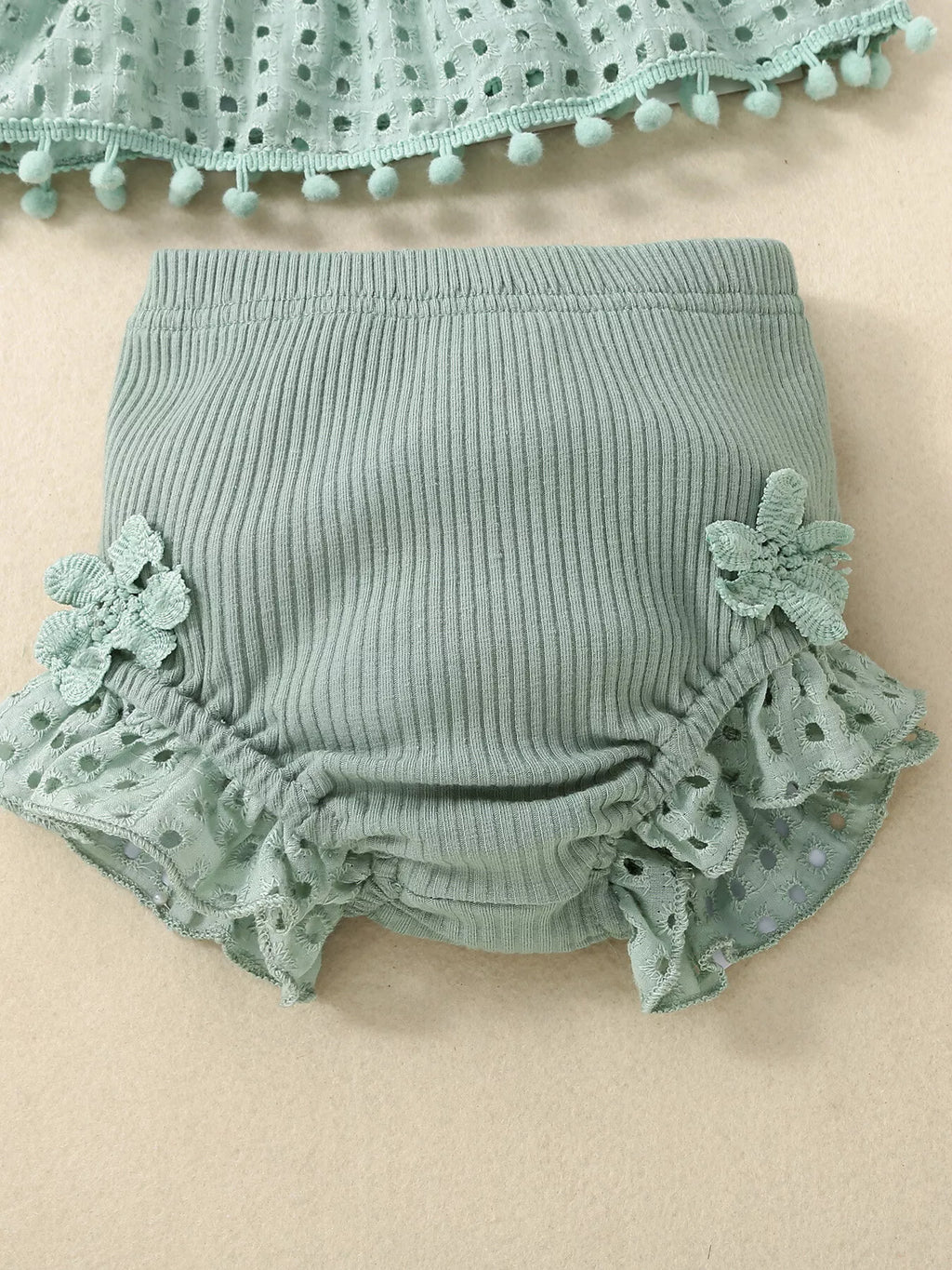 Children's Eyelet Smocked Tank Top and Ruffled Bloomers Set
