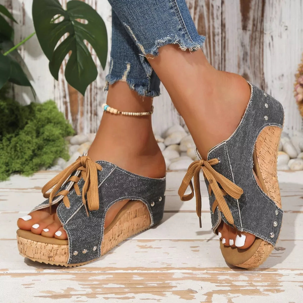 Lace Up Wedge Sandals