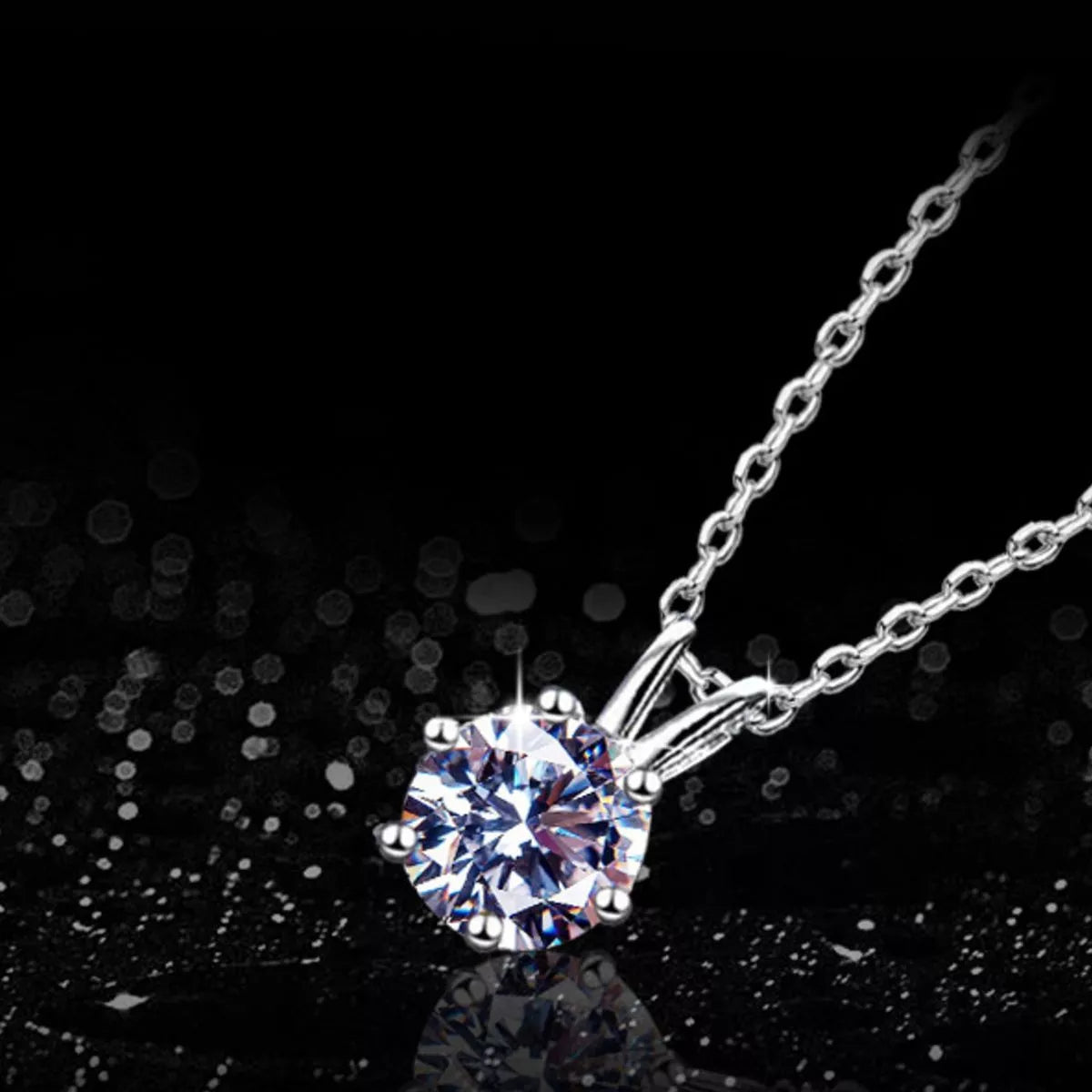 2 Carat Moissanite 925 Sterling Silver Pendant Necklace