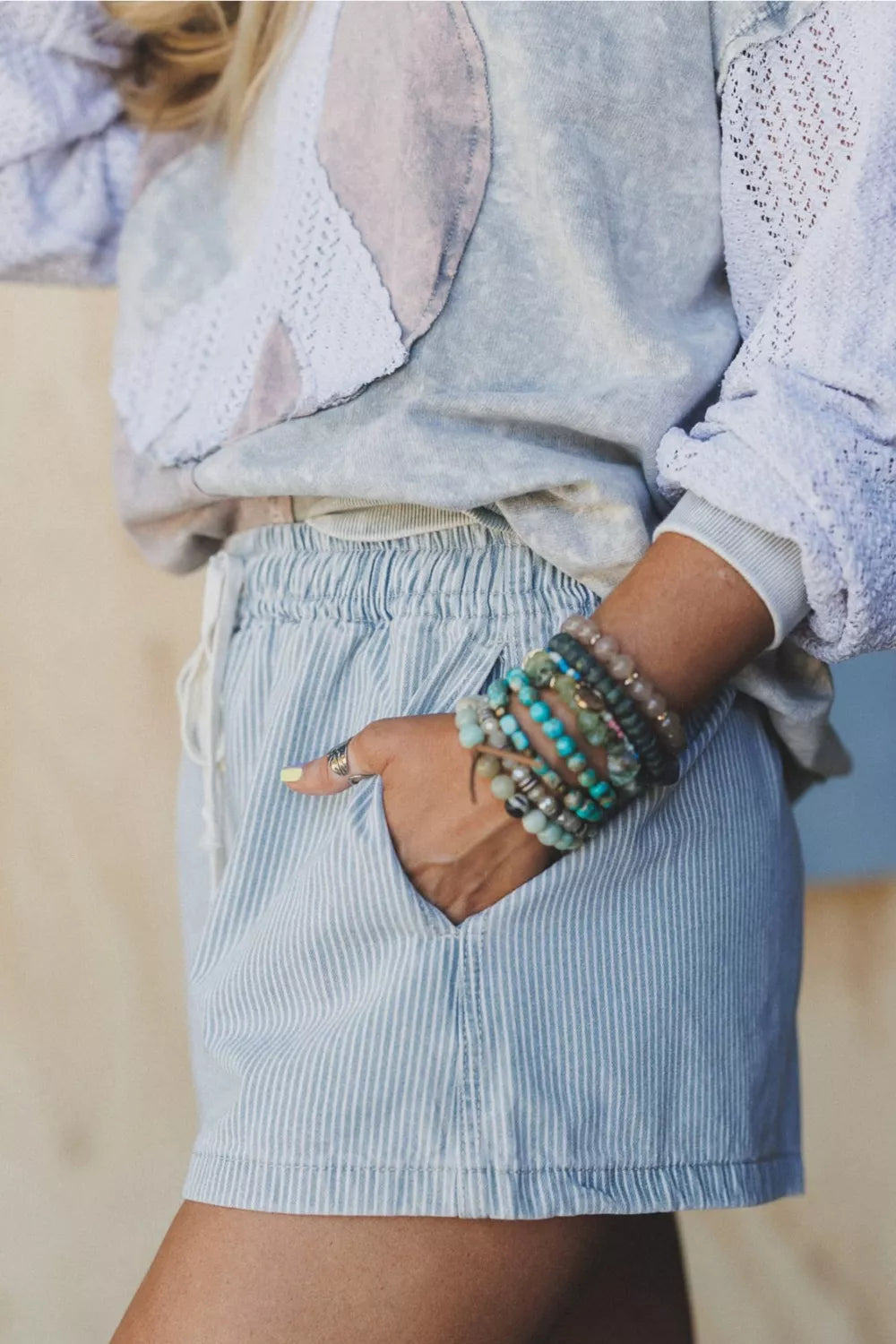 Drawstring Striped Shorts