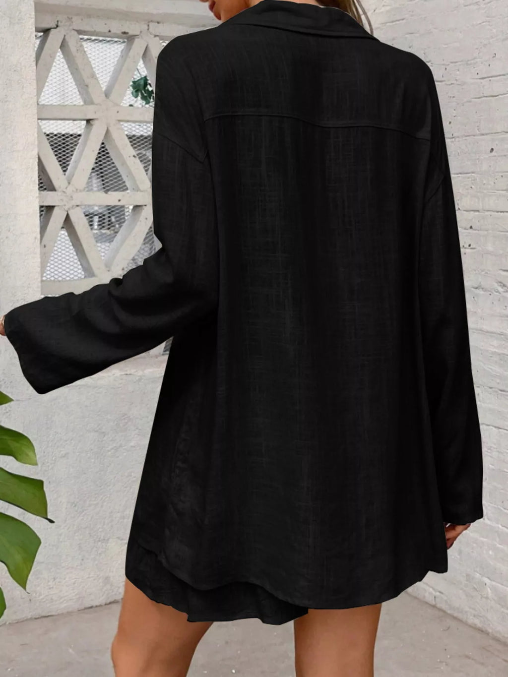 Button Up Roll-Up Sleeve Shirt and Shorts Set