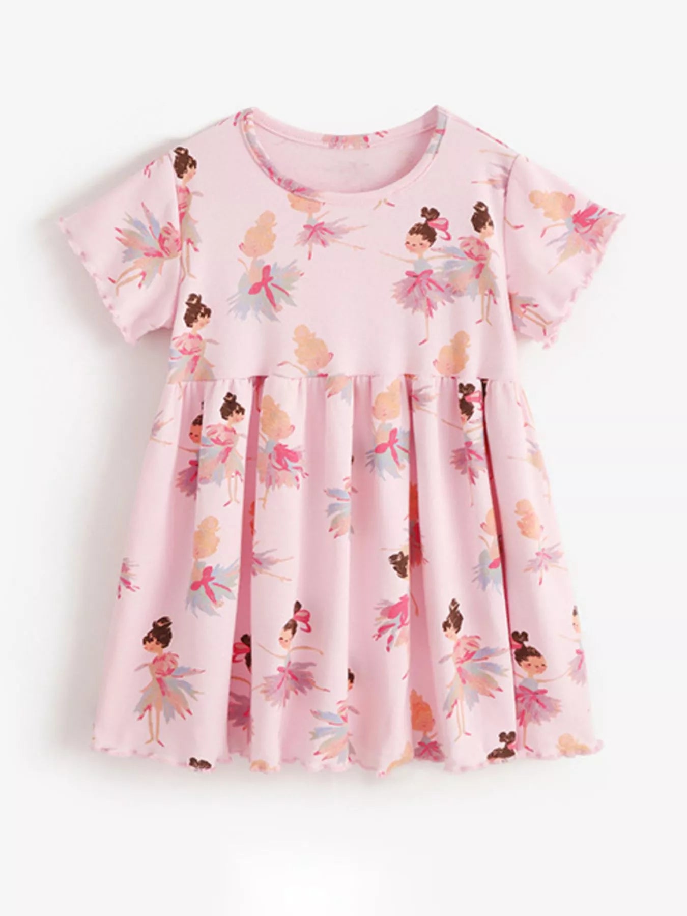 Children's Ballerina Print Short Sleeve Dress