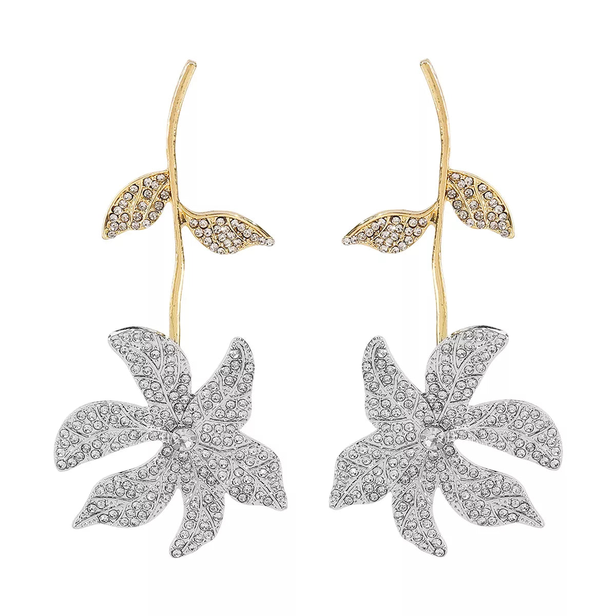Rhinestone Flower Dangle Earrings