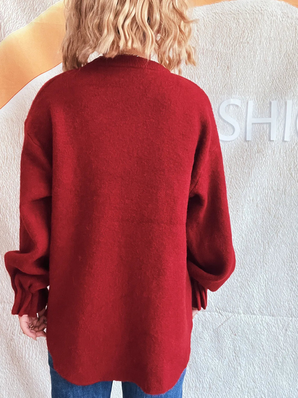 Round Neck Dropped Shoulder Sweater