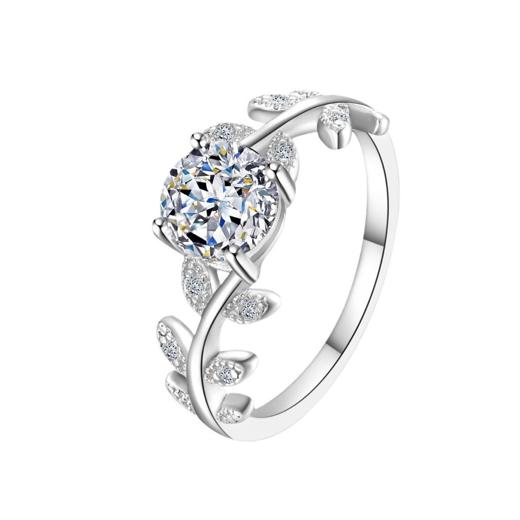 1 Carat Moissanite 925 Sterling Silver Leaf Ring