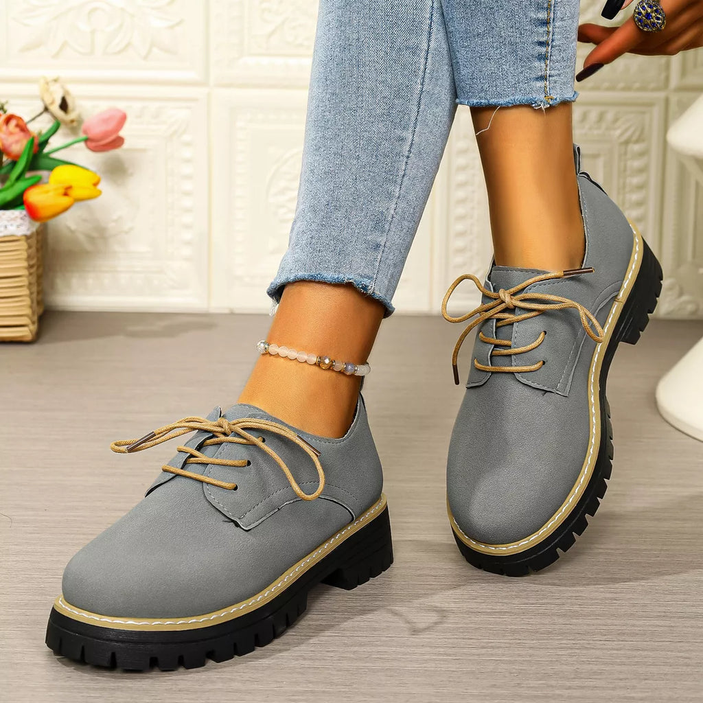Round Toe Lace-Up Loafers