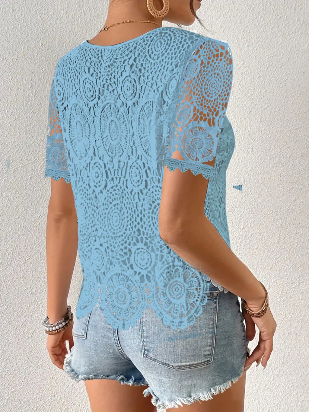 Lace Short Sleeve Blouse