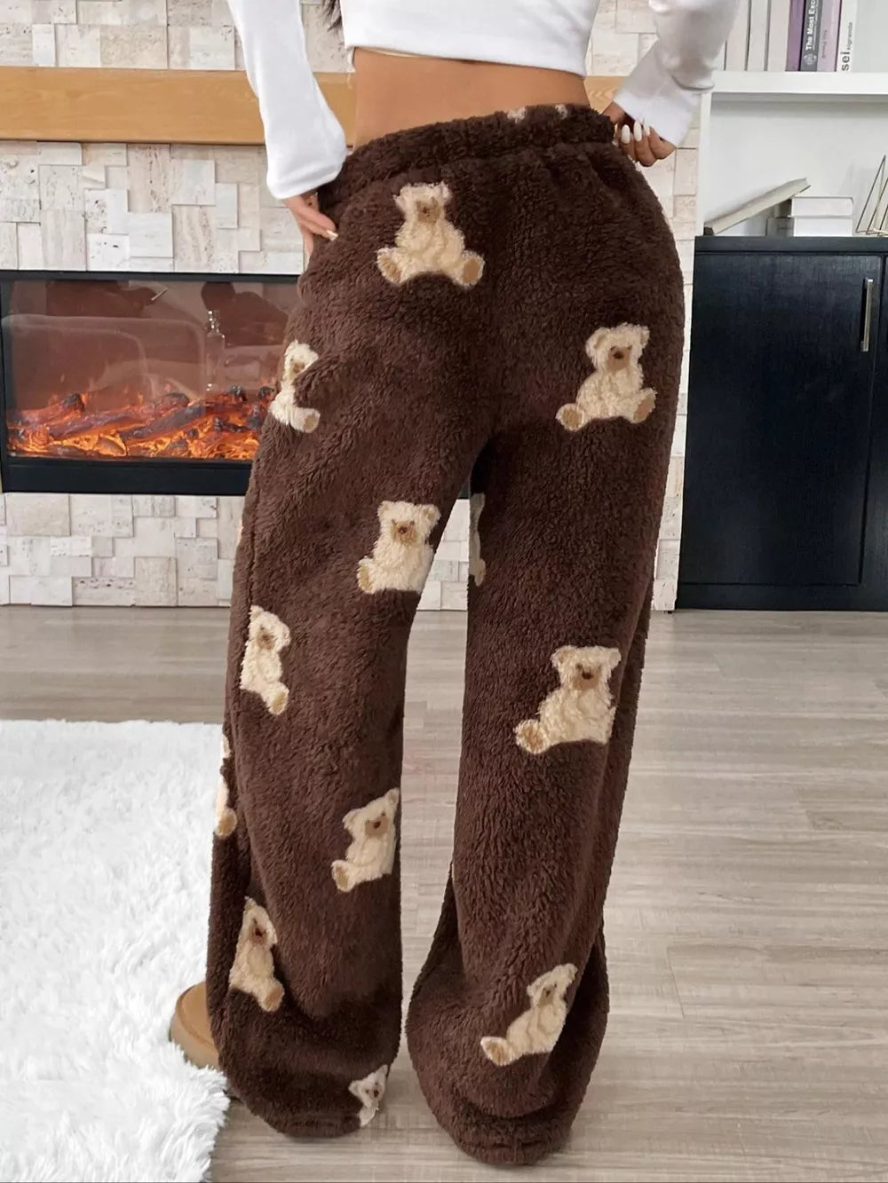 Leopard Wide Leg Plush Pants